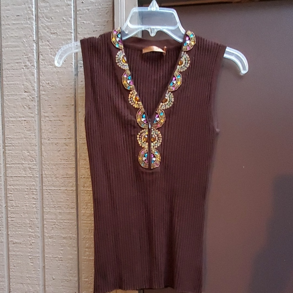Bellcini Brown Sleeveless Sweater Top